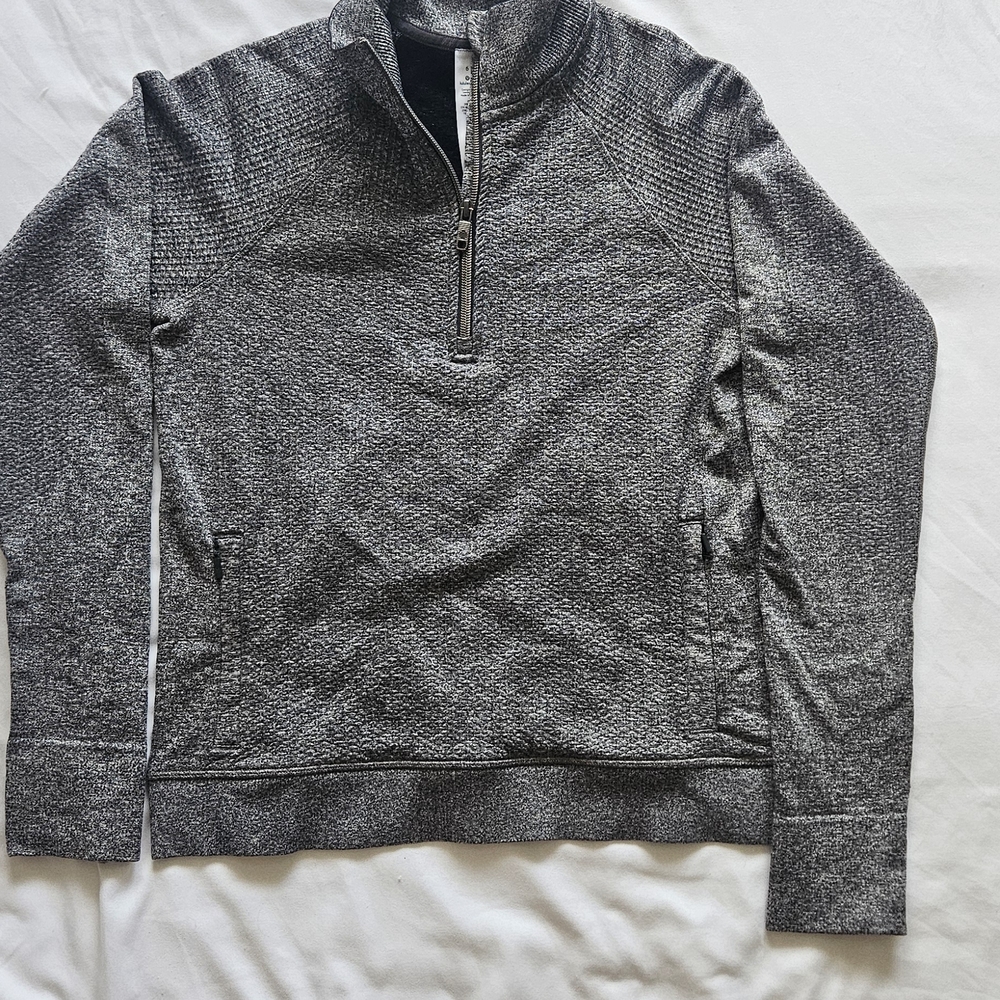 lululemon athletica Charcoal Zip Crew Neck Sweater